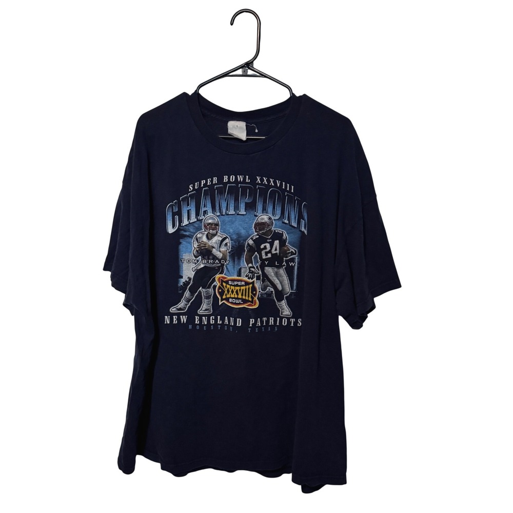 New England Patriots Shirt Mens 3XL Navy Super Bowl XXXVIII Tom Brady Ty Law